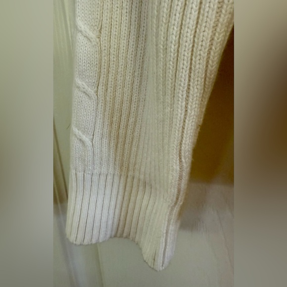 Hasting & Smith Petite Large White Zip Cable Knit Cardigan Sweater 100% Cotton - Picture 4 of 7